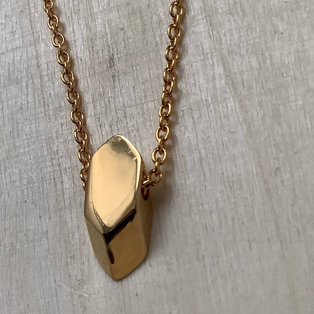 Vintage hexagonal minimalist charm pendant necklace